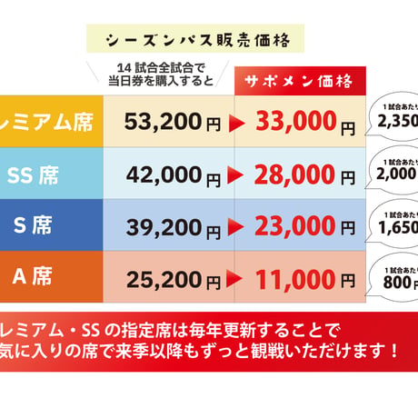 【サポメン限定価格】2026/27シーズンパス