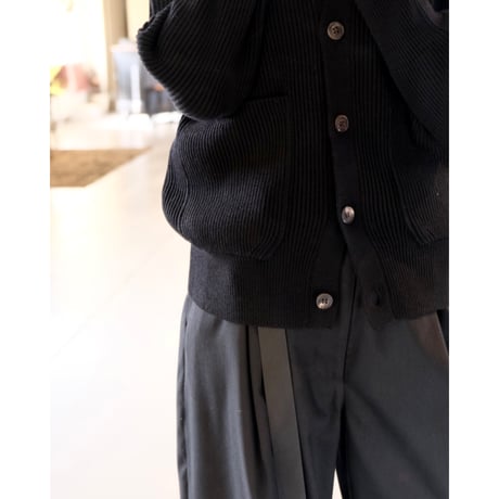 BATONER  SOLID WOOL RIB POLO CARDIGAN