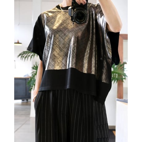 NAKAGAMI  箔プリントアシンメトリーニット（black）