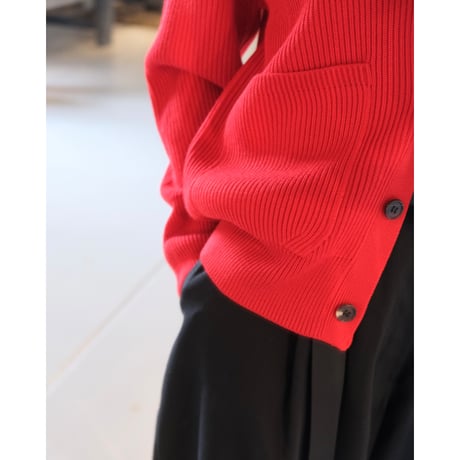 BATONER  SOLID WOOL RIB POLO CARDIGAN