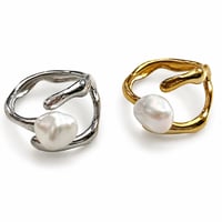 m`amour duox 淡水パールねじれリング
