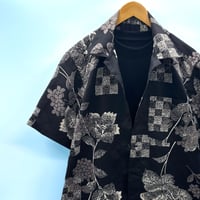 洗濯機洗いOK【Lサイズ】YUKATAカジュアルシャツ　黒檀白