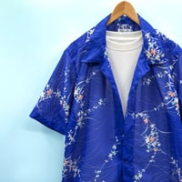 洗濯機洗いOK【LLサイズ】KIMONOカジュアルシャツ半袖　瑠璃葛