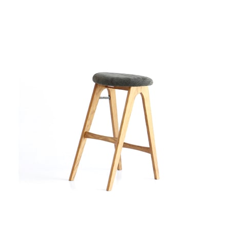 Folding Stool / アッシュ無垢材のフォールディングハイスツール / 合皮 BROWN , コーデュロイ KHAKI