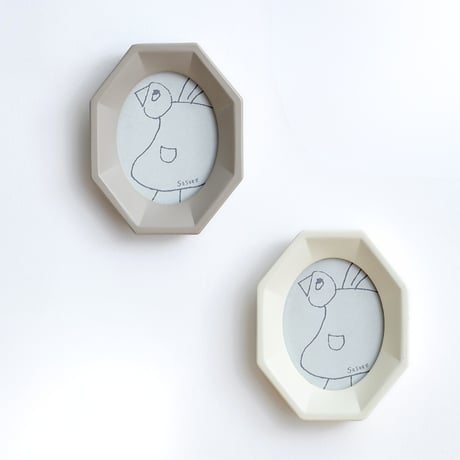 RESIN ART design FRAME / ivory , gray / オクタゴン
