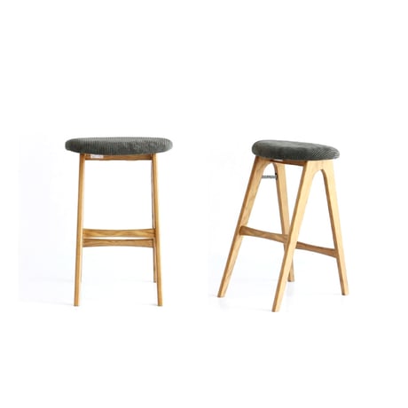 Folding Stool / アッシュ無垢材のフォールディングハイスツール / 合皮 BROWN , コーデュロイ KHAKI