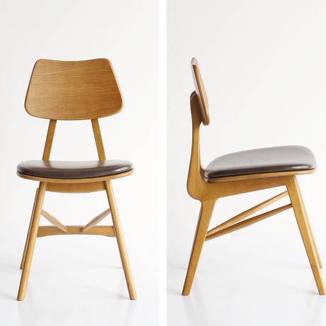 WOOD DINING CHAIR / NATURAL , BROWN / 洗練された曲線が美しいヴィンテージテイストのダイニングチェア