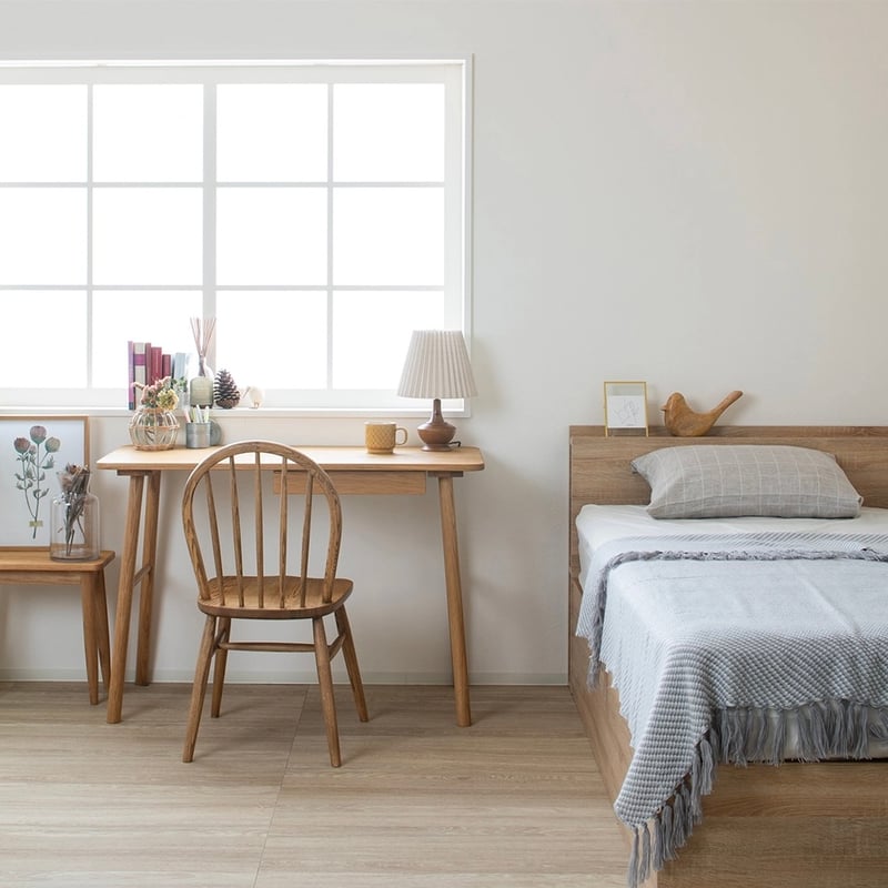 OAK WOOD DESK 110 / オーク無垢材の木目が美しいナチュラルな