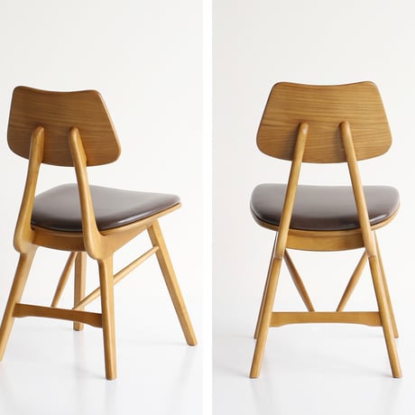 WOOD DINING CHAIR / NATURAL , BROWN / 洗練された曲線が美しいヴィンテージテイストのダイニングチェア