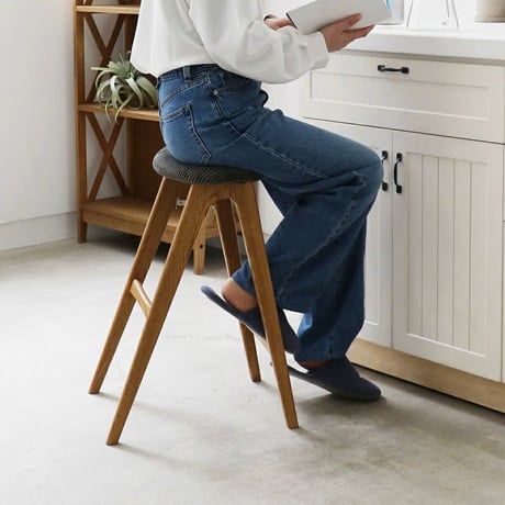 Folding Stool / アッシュ無垢材のフォールディングハイスツール / 合皮 BROWN , コーデュロイ KHAKI