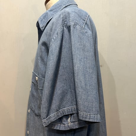 80s　OSHKOSH　S/S CHAMBRAY SHIRT　USA製　Size L　シャンブレーシャツ　ワークシャツ　オシュコシュ　(S5931)
