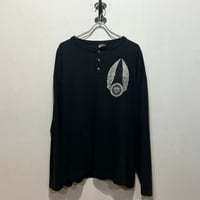 90s　HARLEY-DAVIDSON　L/S Tシャツ　ハーレーT　Size XL　ヘンリーネック　USA製　©1996　(S5963)