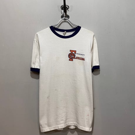 60s　Champion S/S Tシャツ　USA製　Size M　リンガーT　染み込み　UNIVERSITY OF FLORIDA　ヴィンテージT　プロダクツタグ　チャンピオン　(S5994)