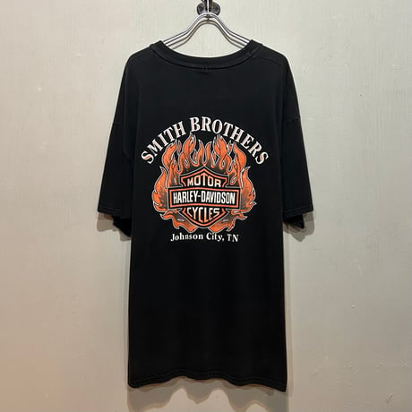 90s　HARLEY-DAVIDSON　S/S Tシャツ　ハーレーT　ファイアー　Size XXL　USA製　©1998　(S5778)