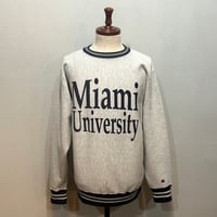 90s　Champion　リバースウィーブ　REVERSE WEAVE　USA製　Size L　Miami　染み込みプリント　刺繡タグ　チャンピオン　(S5787)