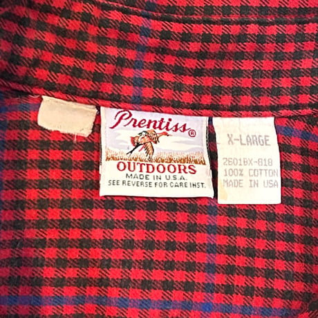 90s　Prentiss　L/S ネルシャツ　USA製　Size XL　プレンティス　コットンシャツ　(S6023)