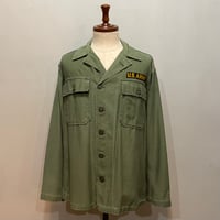 60s　US ARMY　ユーティリティシャツ　Size S相当　筒袖 1st Type 後期　OG 107 COTTON SATEEN　ミリタリーシャツ　(S5777)