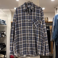 70s　Sears　L/S プリントネルシャツ　Size M,L相当　シアーズ　チェックシャツ　(S5693)