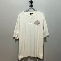 90s　HARLEY-DAVIDSON　S/S Tシャツ　ハーレーT　ヘンリーネック　Size XL　USA製　©1996　(S5968)