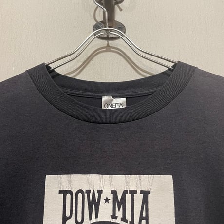 80s　ONEITA　S/S Tシャツ　ミリタリーT　USA製　Size XXL　POW MIA　雰囲気系　ビッグサイズ　(S5920)