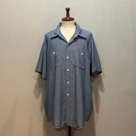 80s　BIGMAC　S/S CHAMBRAY SHIRT　USA製　Size 3XL　シャンブレーシャツ　ワークシャツ　ビッグサイズ　(S5928)