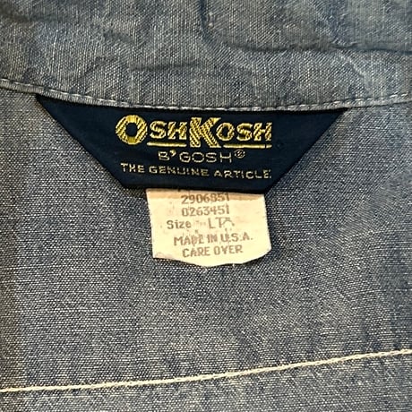 80s　OSHKOSH　S/S CHAMBRAY SHIRT　USA製　Size L　シャンブレーシャツ　ワークシャツ　オシュコシュ　(S5931)