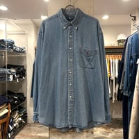 90s　Ralph Lauren　L/S デニムシャツ　BIG SHIRT　Size XL　ラルフローレン　ボタンダウンシャツ　(S5818)