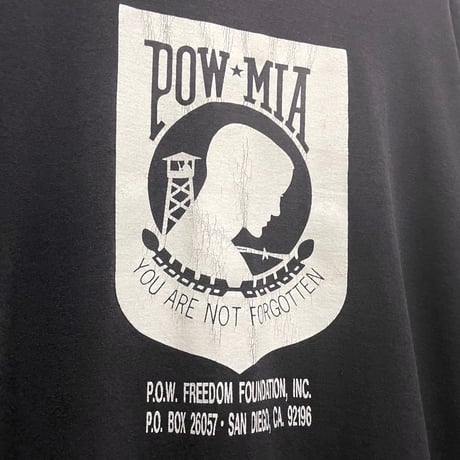 80s　ONEITA　S/S Tシャツ　ミリタリーT　USA製　Size XXL　POW MIA　雰囲気系　ビッグサイズ　(S5920)