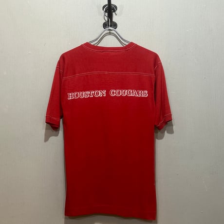 80s　sportswear　S/S カレッジTシャツ　USA製　Size M　HOUSTON COUGARS　バックプリント　(S5942)