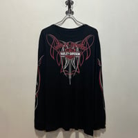 00s　HARLEY-DAVIDSON　L/S Tシャツ　ハーレーT　ピンスト　(S5966)