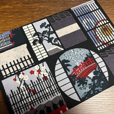 B5見開き御朱印帳  (グレー系)24山　nene バンド付き
