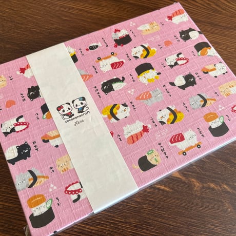 【即日発送】B5見開き御朱印帳 お寿司ねこ〜🐱 24山 きなり和紙 バンド付き
