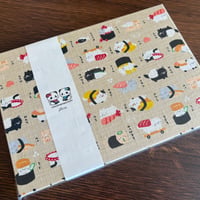 【即日発送】B5見開き御朱印帳 お寿司ねこ〜🐱 24山 きなり和紙 バンド付き