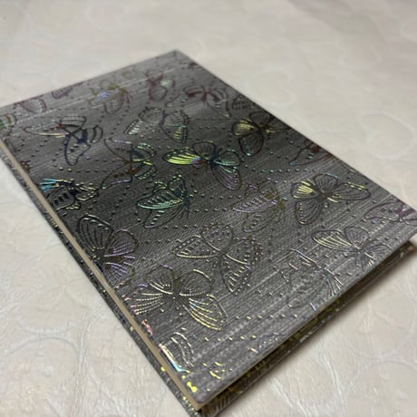 【新商品】蝶々🦋ホログラム　通常御朱印帳　茶グレー系　きなり和紙　24山　バンドつき