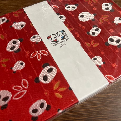 B5見開き御朱印帳　赤ぱん🐼　24山　neneバンド付