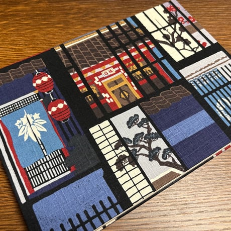 B5見開き御朱印帳  (ブルー系)24山　neneバンド付き