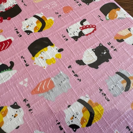 【即日発送】B5見開き御朱印帳 お寿司ねこ〜🐱 24山 きなり和紙 バンド付き