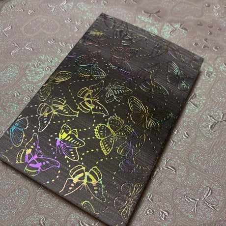 【新商品】蝶々🦋ホログラム　通常御朱印帳　茶グレー系　きなり和紙　24山　バンドつき