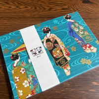 Ｂ５見開き御朱印帳【ターコイズブルー】24山　きなり和紙　バンドつき