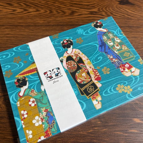 Ｂ５見開き御朱印帳【ターコイズブルー】24山　きなり和紙　バンドつき