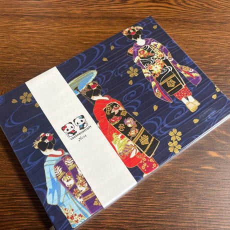 Ｂ５見開き御朱印帳【ネイビー】24山　きなり和紙　バンドつき