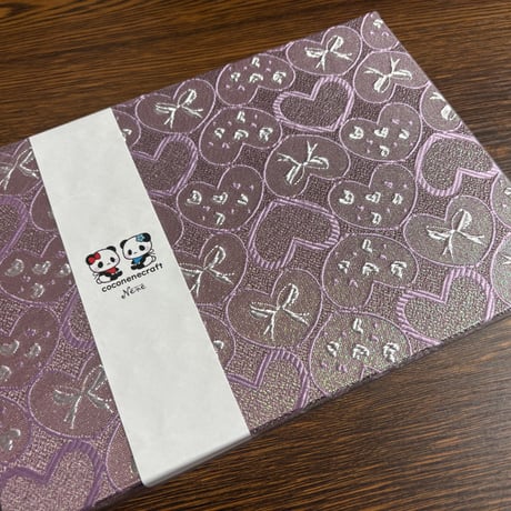 【即日発送】キラキラハートシリーズパープル💜 B5見開き御朱印帳  24山   きなり和紙  バンド付き