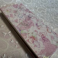 💎お結び帳 蝶々&合成皮革 (ピンク)縦18× 横8センチ 24山