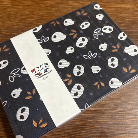 B5見開き御朱印帳　紺ぱん🐼　24山　neneバンド付