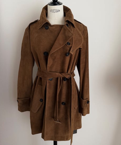 suede trench coat brown