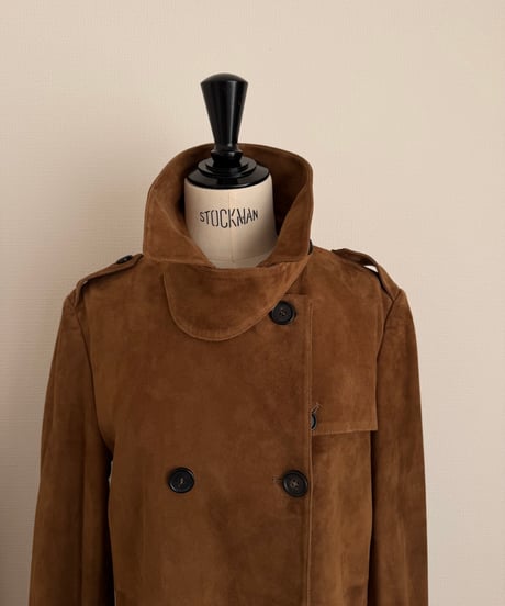 suede trench coat brown