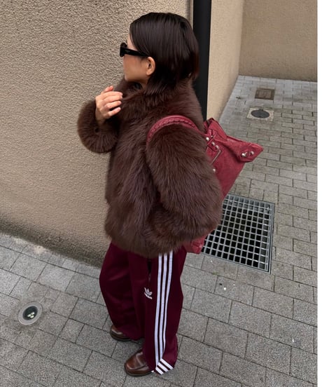 faux fur cropped coat brown