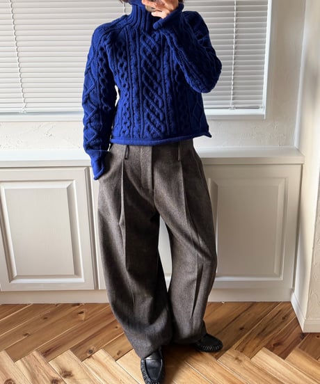 wool tweed wide slacks