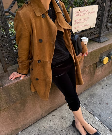 suede trench coat brown