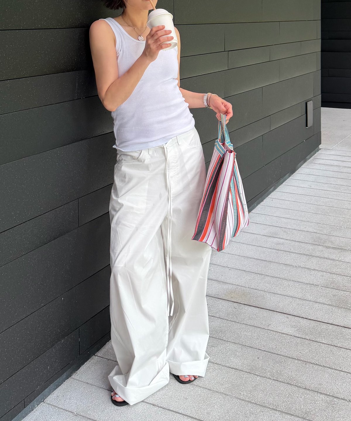 ok.soon casual light pants white 白 オクスン casual light pants(white/red) | ok.soon